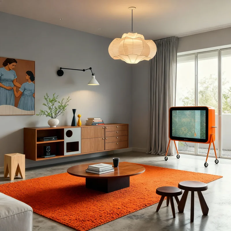 Redesign the interior decoration and furniture choices for image 1 by using items and styles from image 2. But keep the ro...