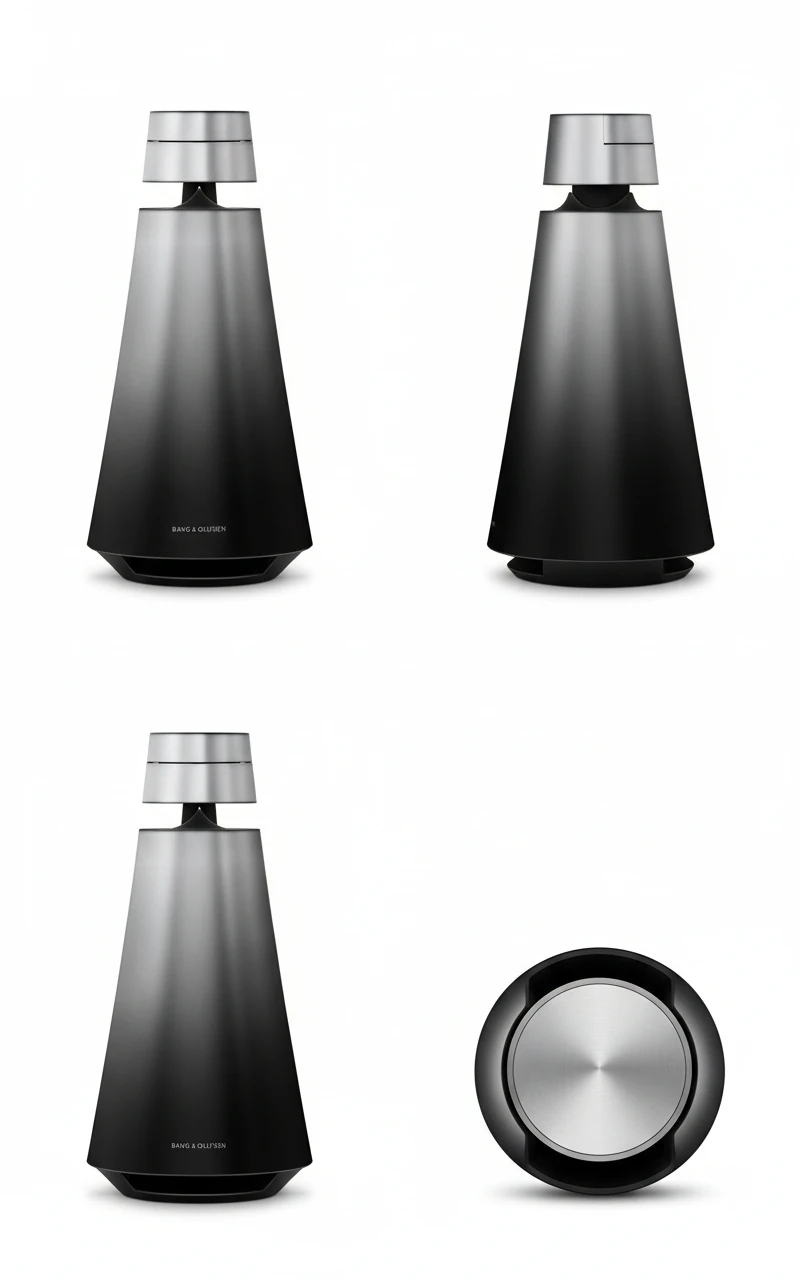 Generate additional angles of this product: show front view, 45-degree angle, side profile, and top-down view. Same lighting and background for all angles