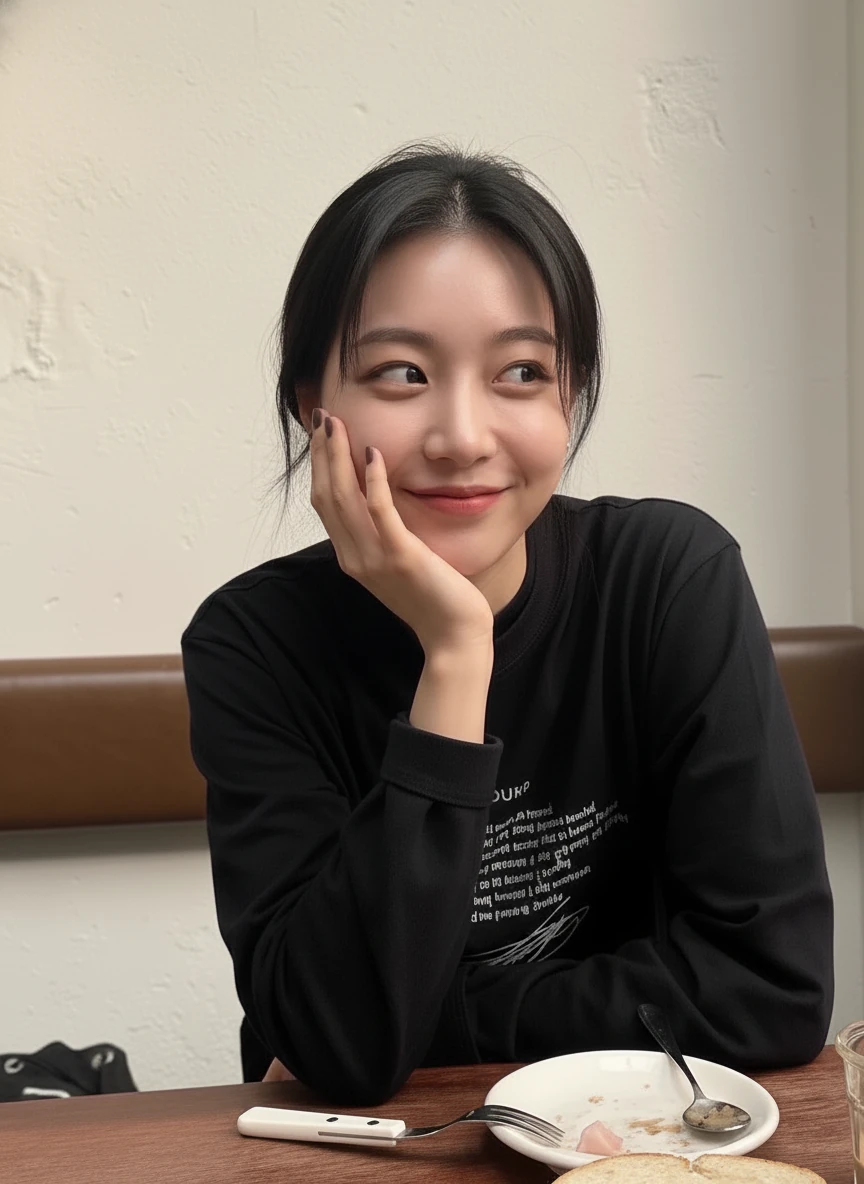 Adjust facial expression to a subtle, natural smile: soft and genuine, not too big, approachable and warm, keep everything...