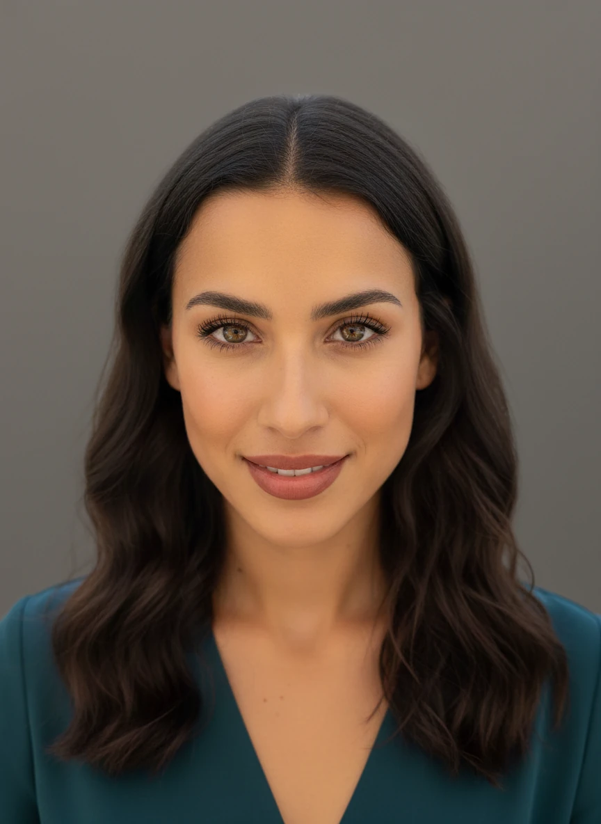 remove the background and apply a neutral grey background, adjust the lighting on the person as a studio lighting setup accordingly, with bright front studio light with reflection in the eye, and secondary back light highlighting edges, adjust the facial colour tone accordingly in the studio lighting setup. natural looking corporate headshot and improve the overall image clarity.