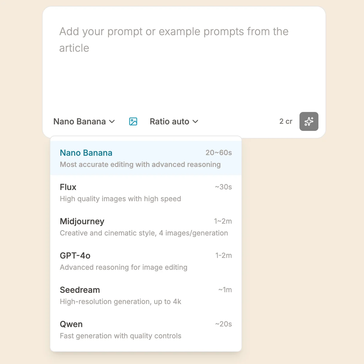 Prompt Composer UI in Banana Designer