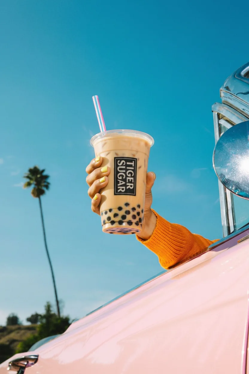 Vibrant bubble tea product photography with appetizing colors and fresh presentation