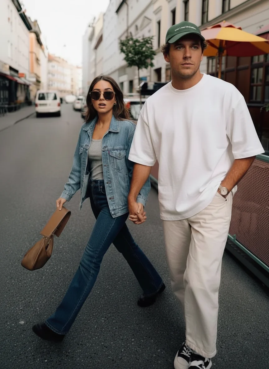 Urban street fashion photography - AI generated fashion image